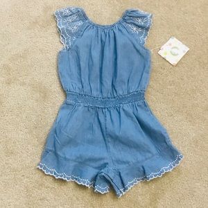 Little Me Woven Chambray Romper